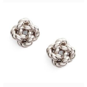 TORY BURCH Silver Tone Rope Knot Stud Earrings